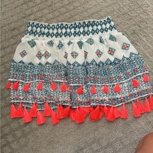 Ramy Brook Printed Behati Tassled Tiered Skirt